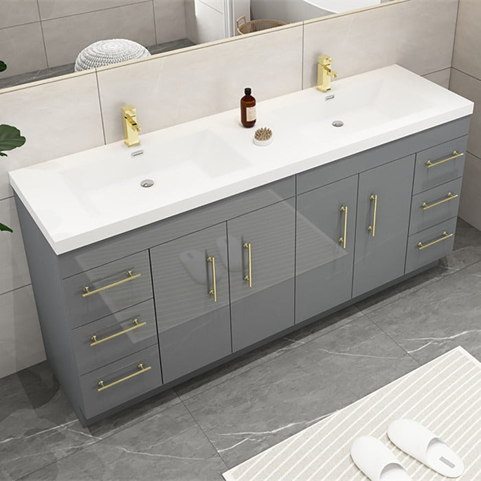 Everest Freestanding Bathroom Vanity with Acrylic Sink, Doors & Drawers