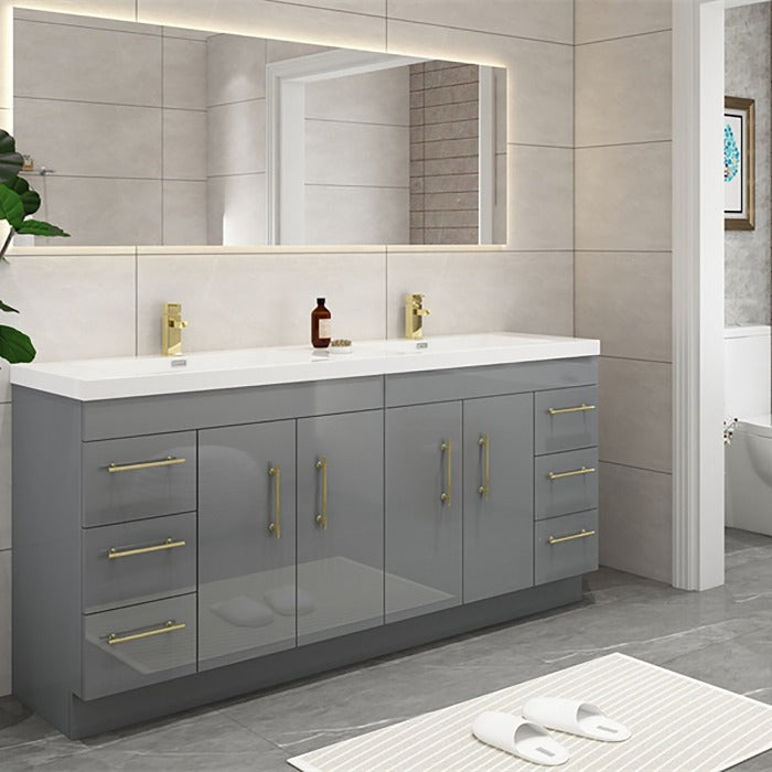 Everest Freestanding Bathroom Vanity with Acrylic Sink, Doors & Drawers