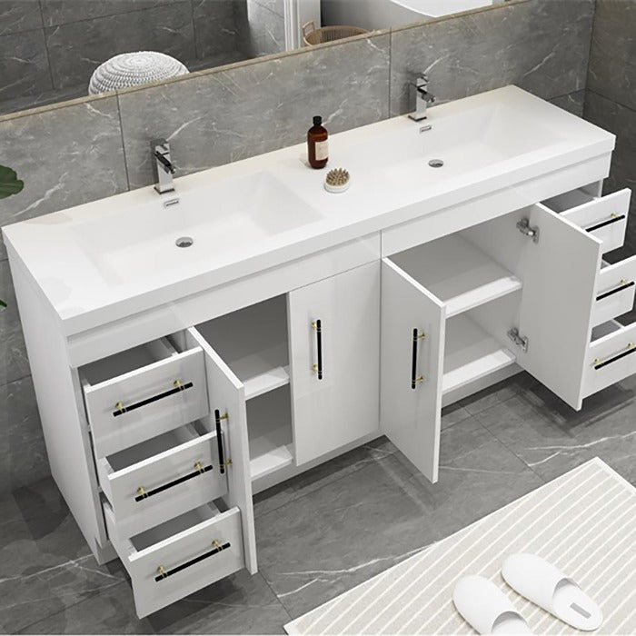 Everest Freestanding Bathroom Vanity with Acrylic Sink, Doors & Drawers