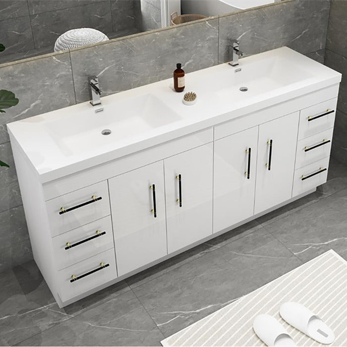 Everest Freestanding Bathroom Vanity with Acrylic Sink, Doors & Drawers