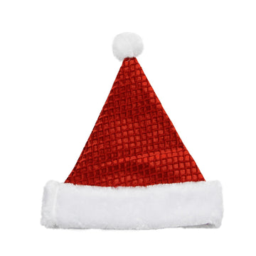 14" Red And White Waffle Weave Christmas Santa Claus Hat Accessory - Medium