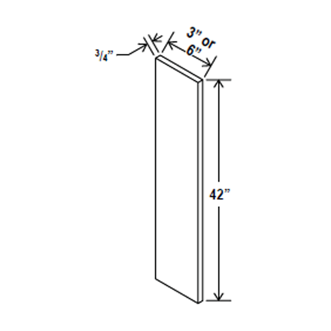 Wall Filler For Cabinets - 3W x 42H x 3/4D - Aria White Shaker - RTA