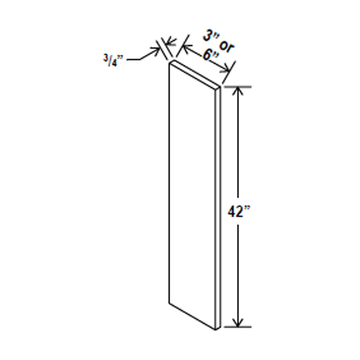 Wall Filler For Cabinets - 3W x 42H x 3/4D - Black Shaker