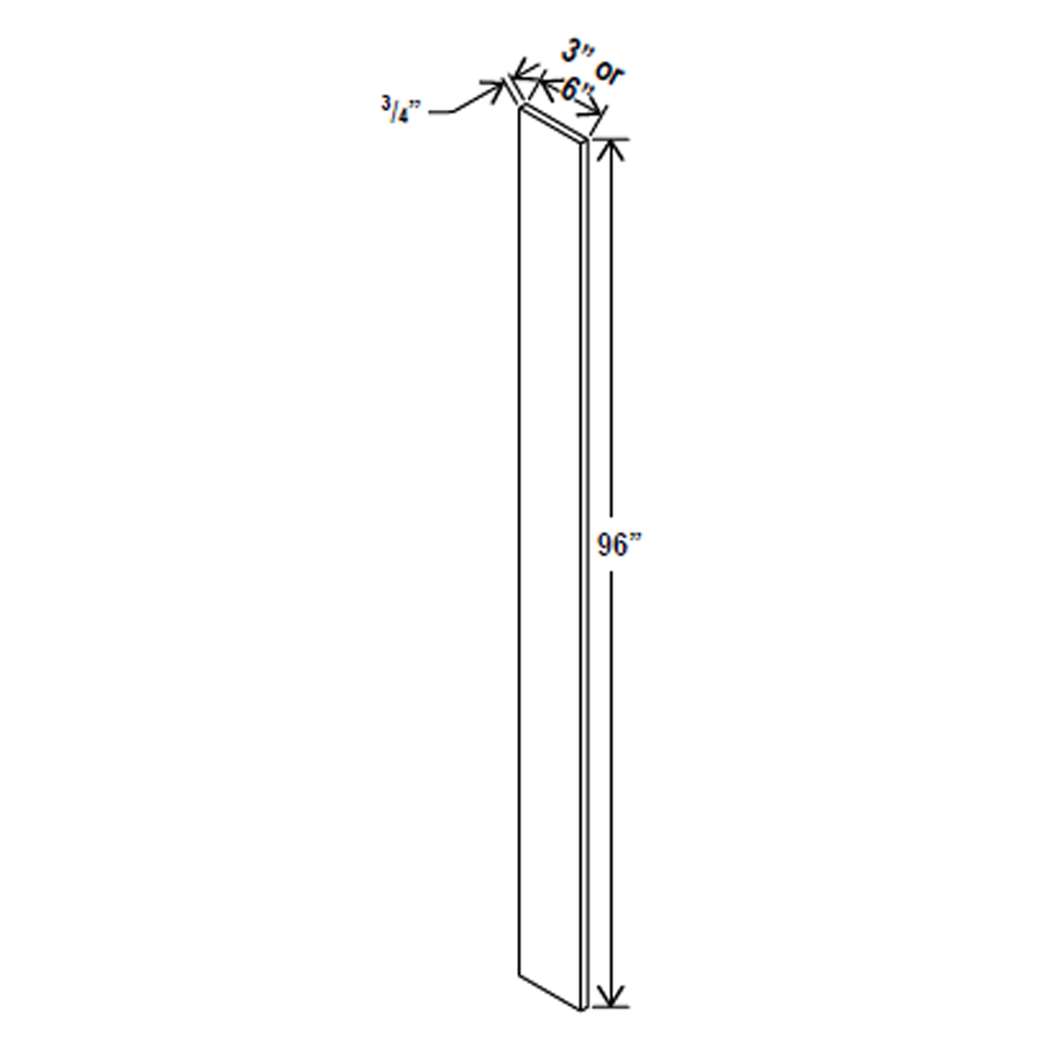 Tall Filler - 3W x 96H x 0.75D - Grey Shaker Cabinet - RTA