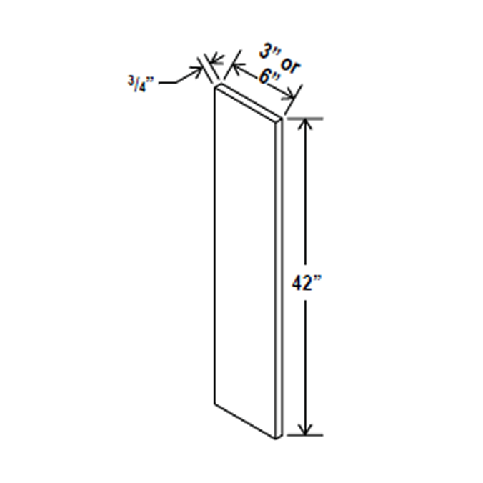 Wall Filler For Cabinets - 6W x 42H x 3/4D -Charleston White - RTA