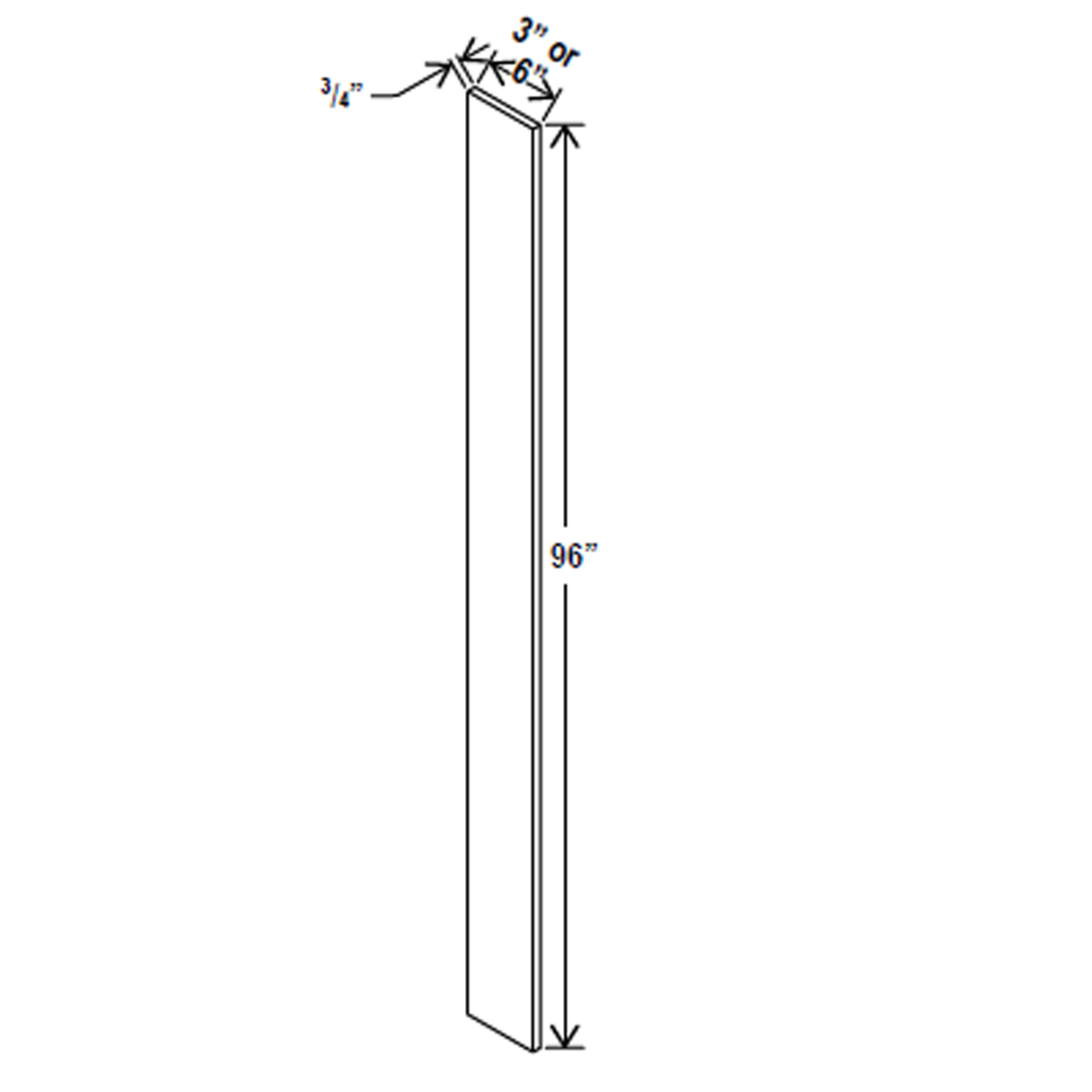 Tall Filler - 6W x 96H x 3/4D -Charleston White