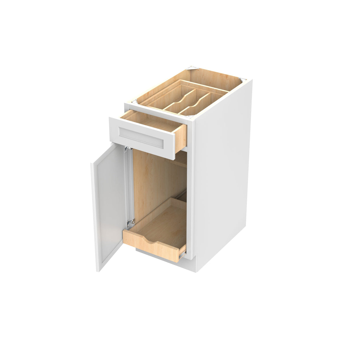 RTA - Fashion White - Single Door & Drawer Base Cabinet | 15"W x 34.5"H x 24"D
