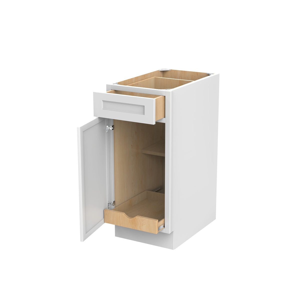 RTA - Fashion White - Single Door & Drawer Base Cabinet | 15"W x 34.5"H x 24"D