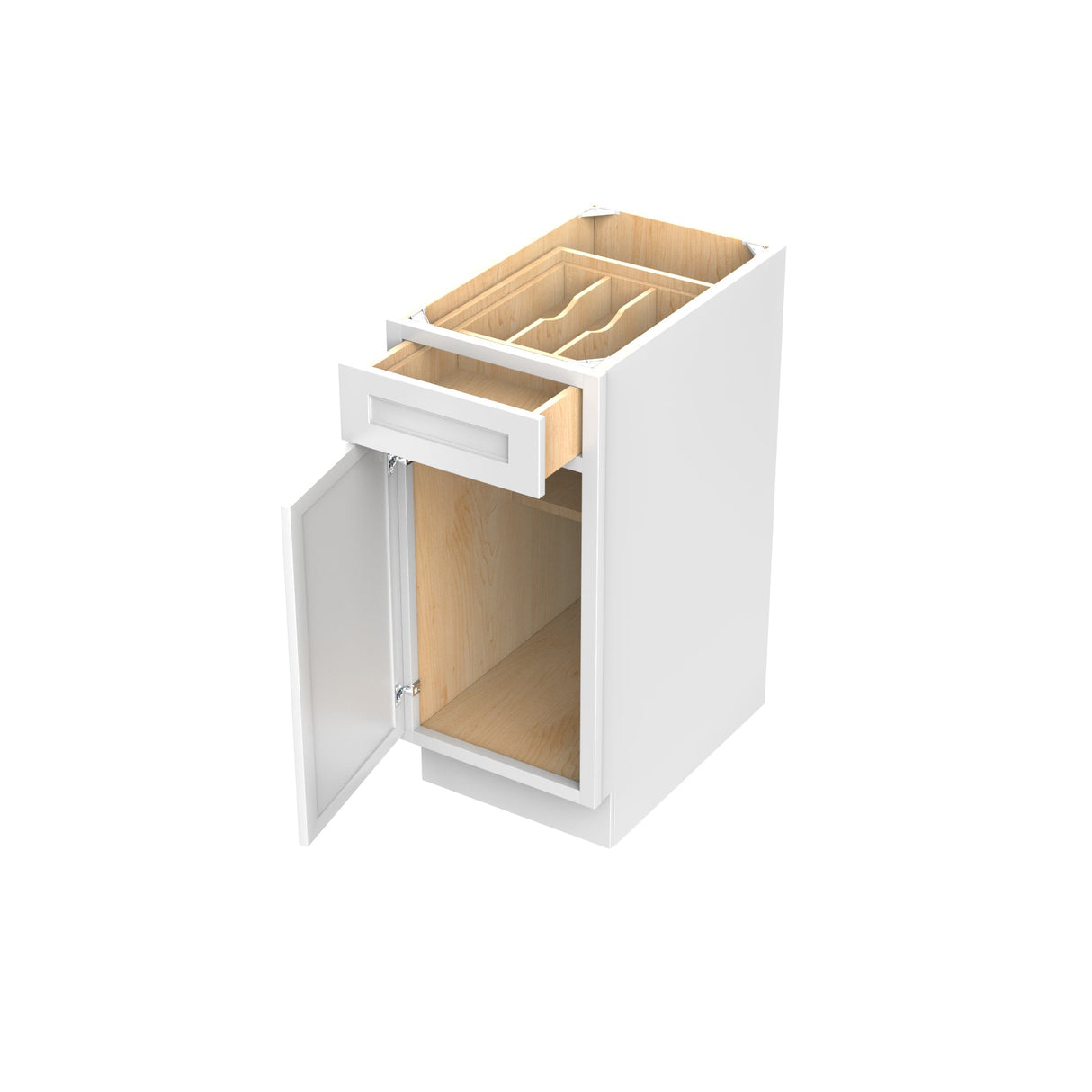 RTA - Fashion White - Single Door & Drawer Base Cabinet | 15"W x 34.5"H x 24"D