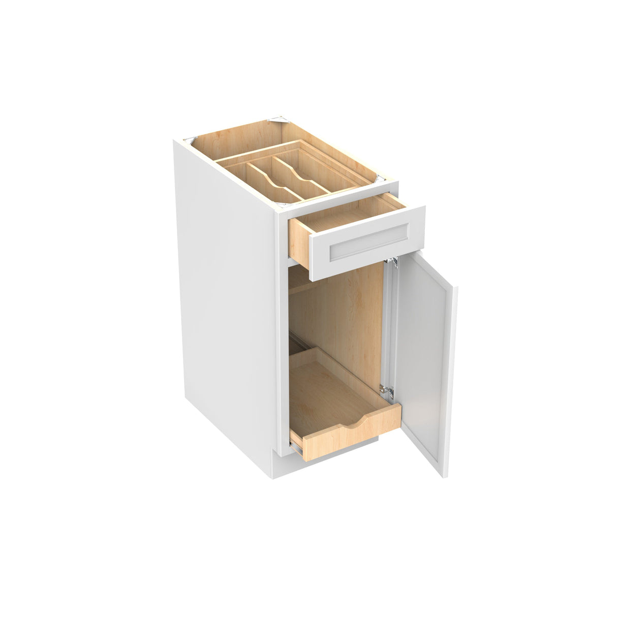 RTA - Fashion White - Single Door & Drawer Base Cabinet | 15"W x 34.5"H x 24"D