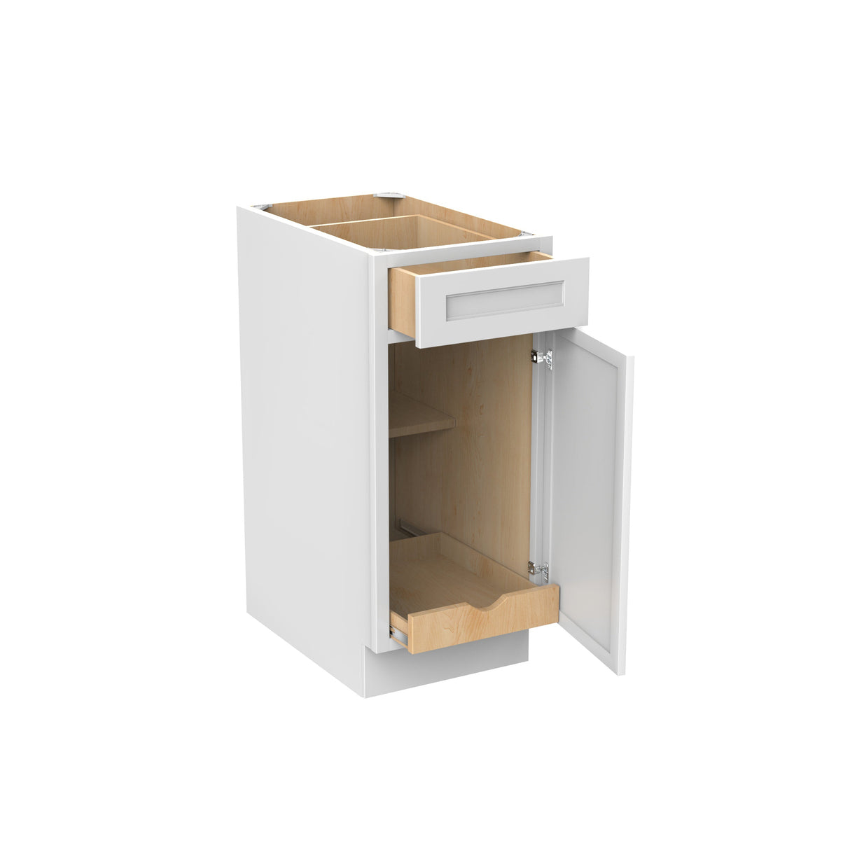 RTA - Fashion White - Single Door & Drawer Base Cabinet | 15"W x 34.5"H x 24"D