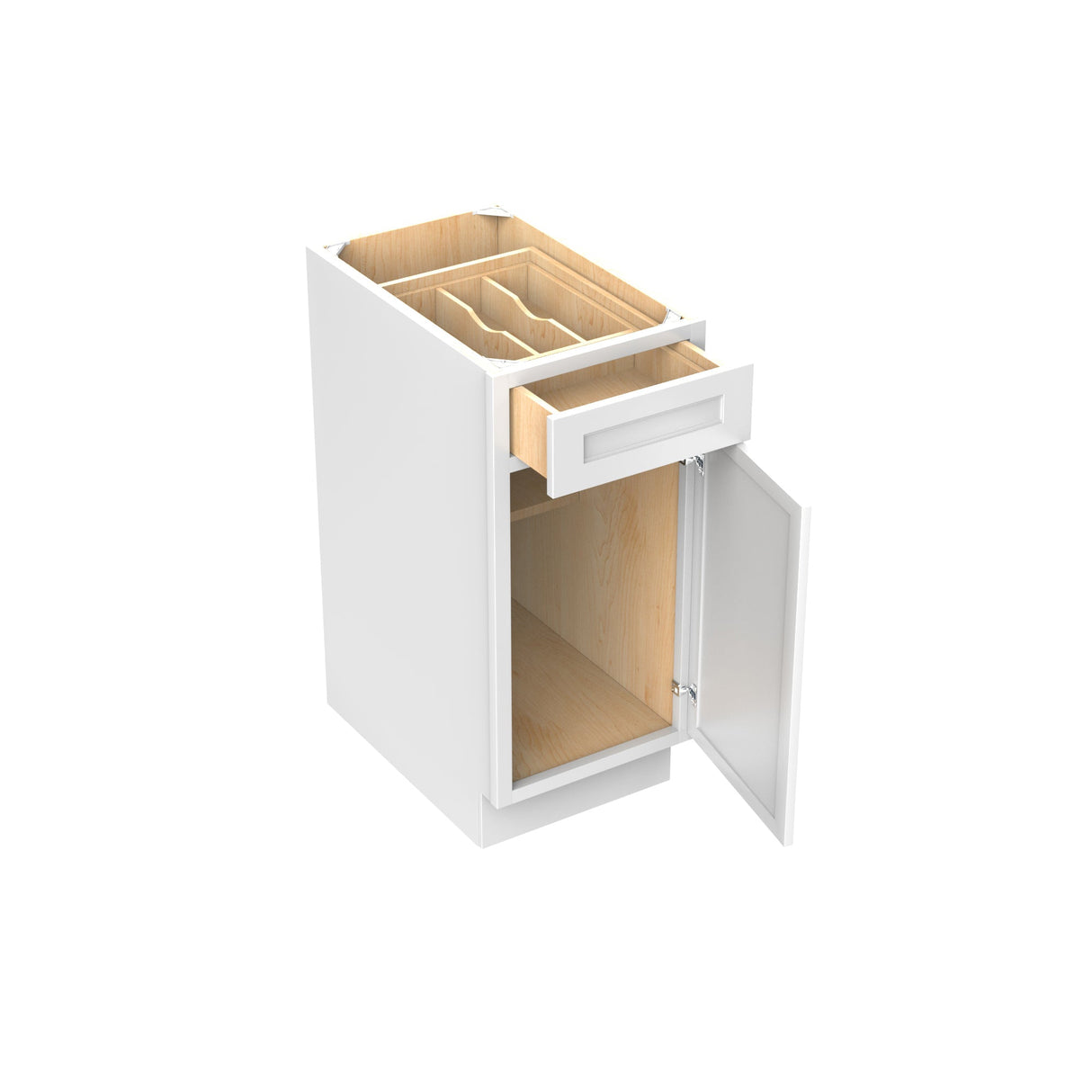 RTA - Fashion White - Single Door & Drawer Base Cabinet | 15"W x 34.5"H x 24"D