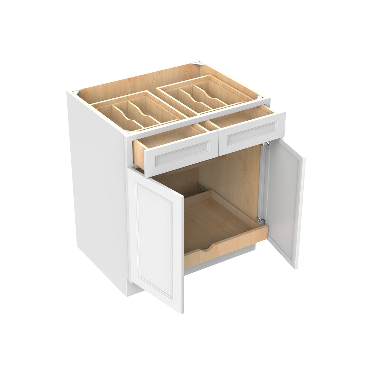 RTA - Fashion White - Double Drawer & Door Base Cabinet | 30"W x 34.5"H x 24"D