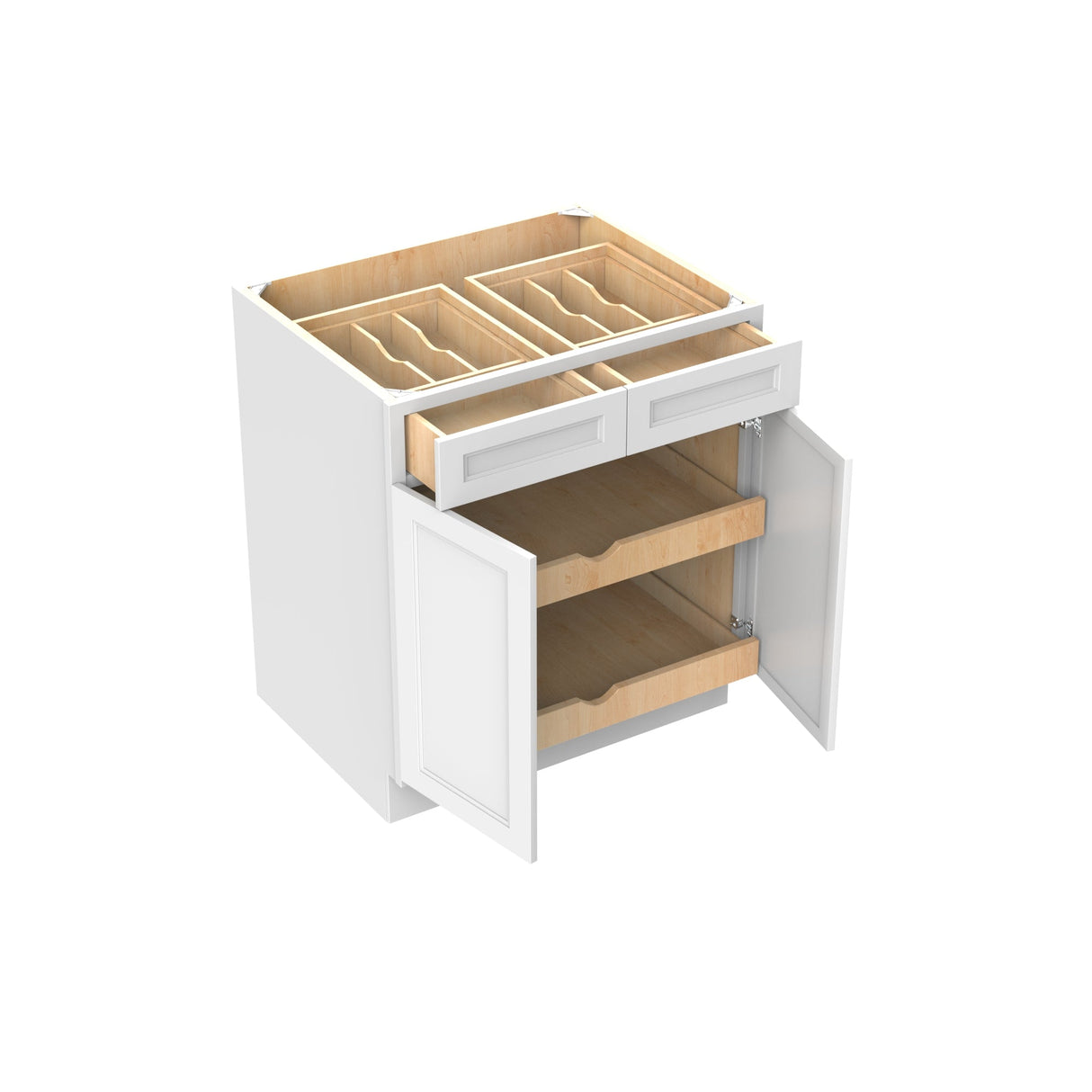 RTA - Fashion White - Double Drawer & Door Base Cabinet | 30"W x 34.5"H x 24"D