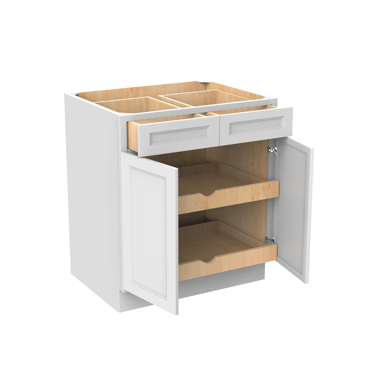 RTA - Fashion White - Double Drawer & Door Base Cabinet | 30"W x 34.5"H x 24"D