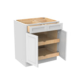 RTA - Fashion White - Double Drawer & Door Base Cabinet | 30"W x 34.5"H x 24"D