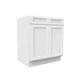 RTA - Fashion White - Double Drawer & Door Base Cabinet | 30"W x 34.5"H x 24"D