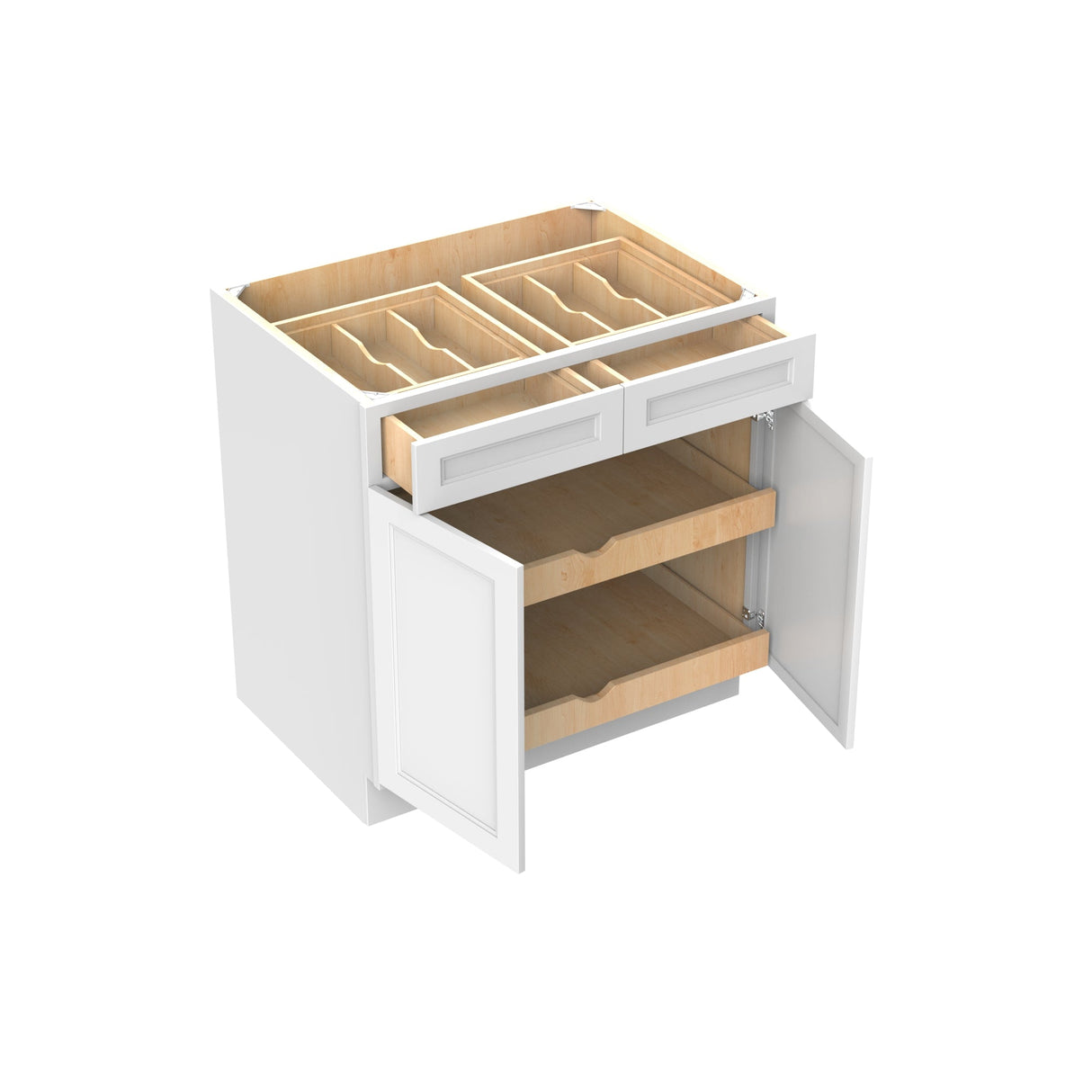 RTA - Fashion White - Double Drawer & Door Base Cabinet | 33"W x 34.5"H x 24"D