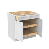 RTA - Fashion White - Double Drawer & Door Base Cabinet | 33"W x 34.5"H x 24"D