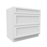 RTA - Fashion White - 3 Drawer Base Cabinet | 36"W x 34.5"H x 24"D