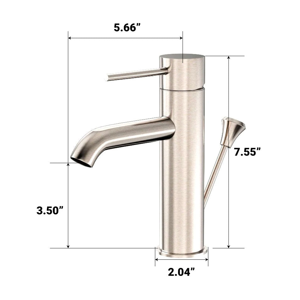 Single-Handle Single Hole Brushed Nickel Bathroom Sink Faucet with Lift & 2 Pcs Hot & Cold 27.56 in. Hose