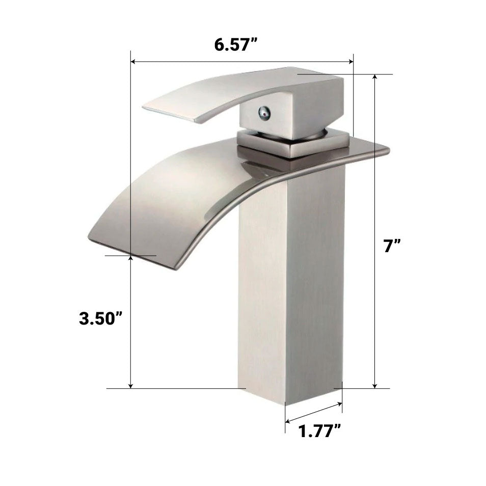 Single-Handle Single Hole Deck Mount Square Bathroom Sink Faucet with 2 Pcs Hot & Cold 27.56 in. Hose