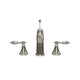 Double Handle Brushed Nickel Mid-arc Bathroom Basin Faucet With Lift