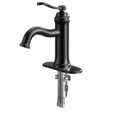 Single-Handle Single Hole Deck Mount Bathroom Sink Faucet with Pop-up Drain in Oil Rubbed Bronze