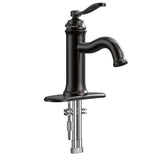 Single-Handle Single Hole Deck Mount Bathroom Sink Faucet with Pop-up Drain in Oil Rubbed Bronze