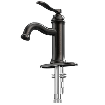 Single-Handle Single Hole Deck Mount Bathroom Sink Faucet with Pop-up Drain in Oil Rubbed Bronze