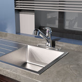 Single Handle Pull-Out Kitchen Faucet with SS deckplate in Polished Chrome