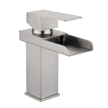 Single-Handle Faucet - Single Hole Deck Mount Bathroom Sink Faucet with 304 Hoses