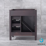 Marsyas 30" Brown Single Vanity, White Quartz Top, White Square Sink and 28" Mirror w/ Faucet