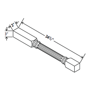 Fluted Decorative Leg - 3W x 34 1/2H x 3D - Aria Shaker Espresso - RTA