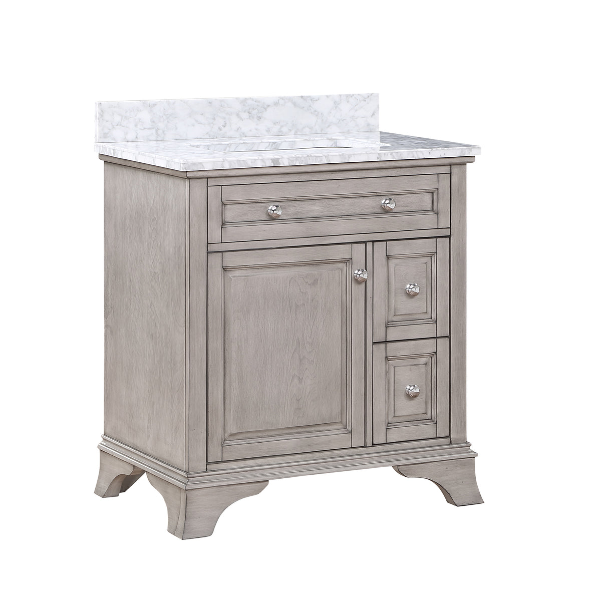 Wainwright Freestanding Bathroom Vanity With Carrara White Marble Top & Backsplash