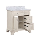 Wainwright Freestanding Bathroom Vanity With Carrara White Marble Top & Backsplash