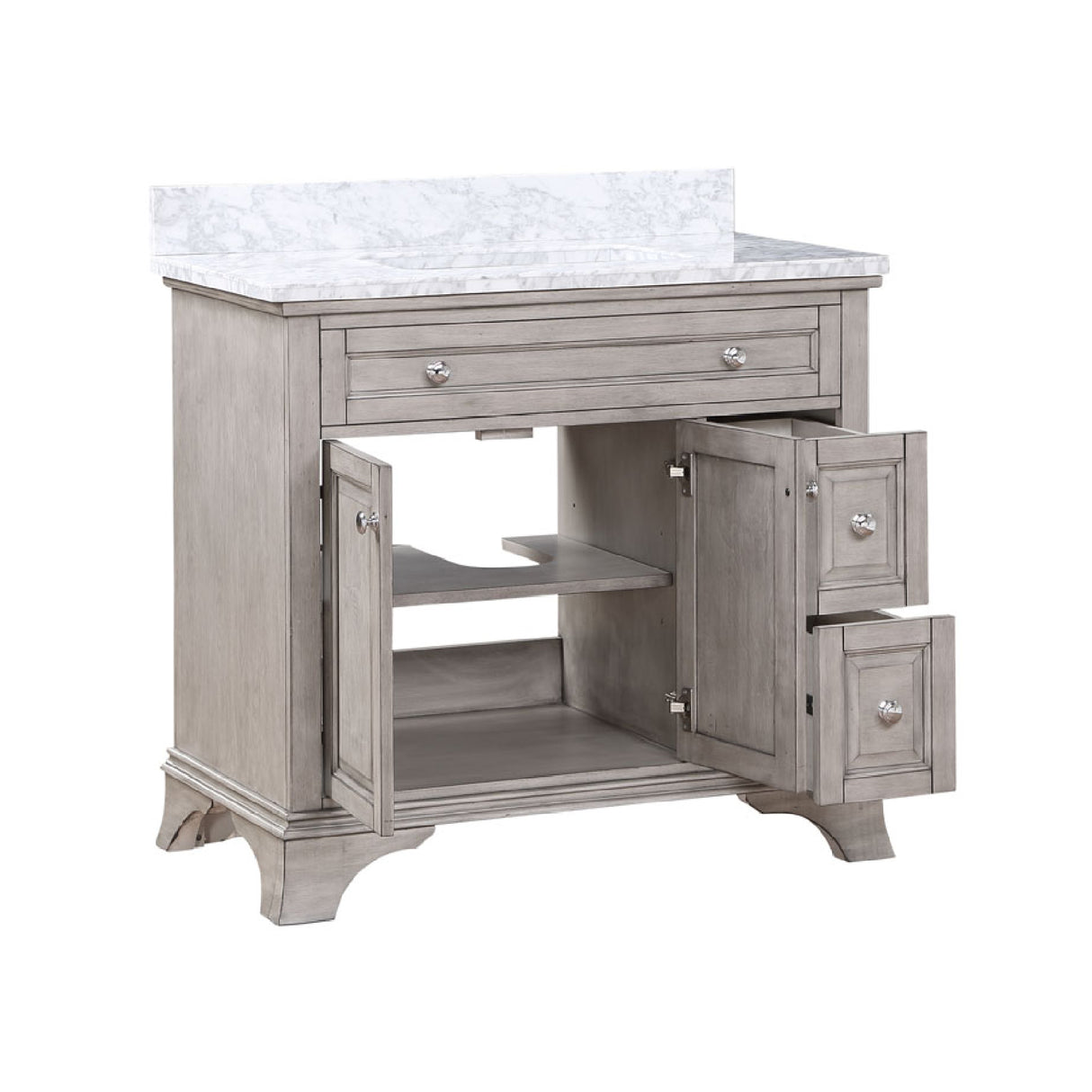 Wainwright Freestanding Bathroom Vanity With Carrara White Marble Top & Backsplash