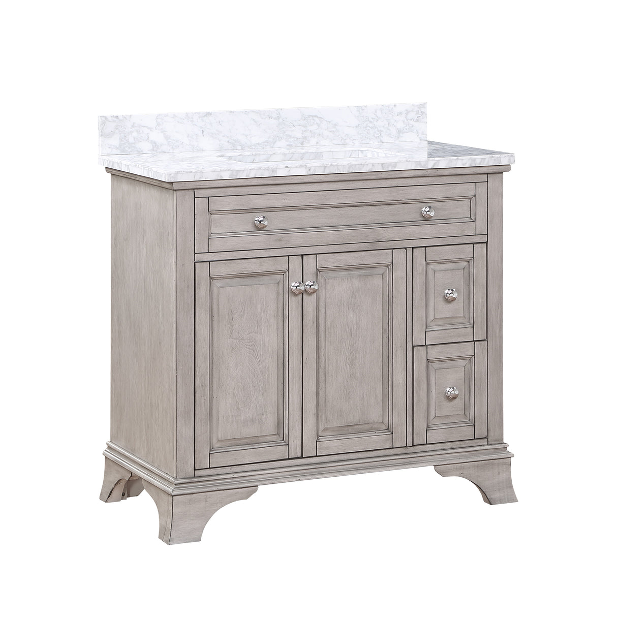 Wainwright Freestanding Bathroom Vanity With Carrara White Marble Top & Backsplash