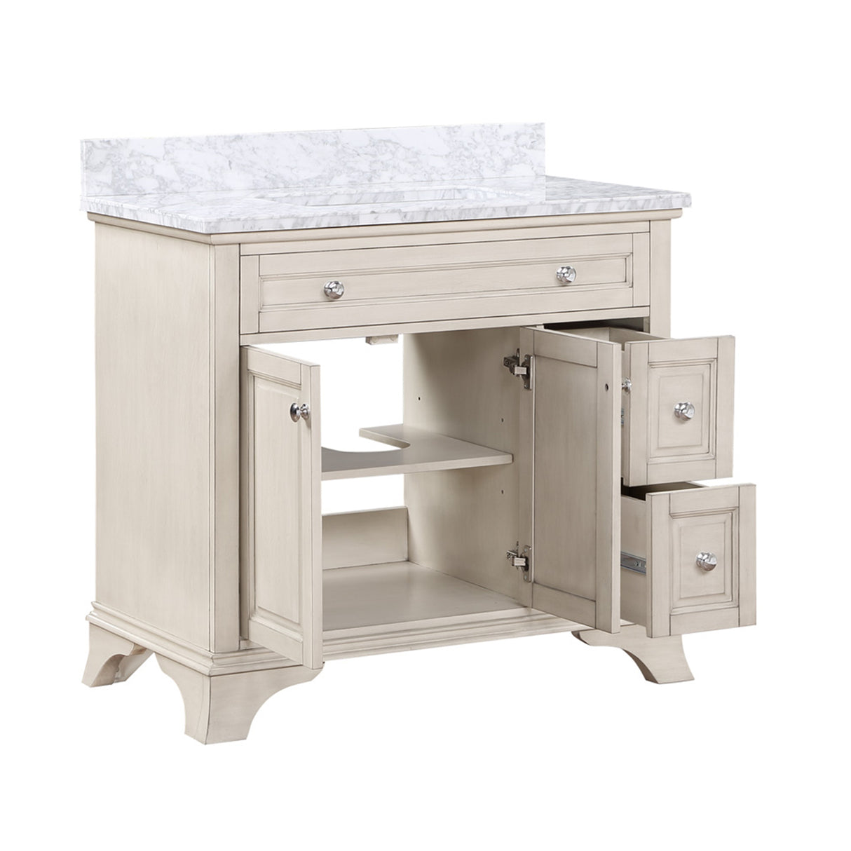 Wainwright Freestanding Bathroom Vanity With Carrara White Marble Top & Backsplash