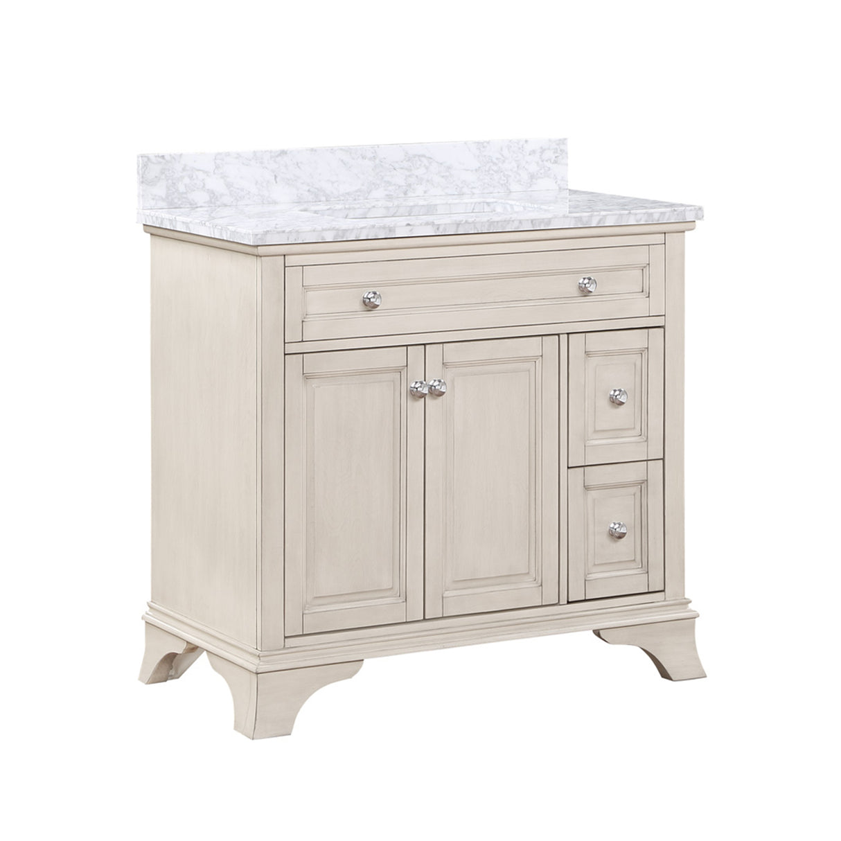 Wainwright Freestanding Bathroom Vanity With Carrara White Marble Top & Backsplash