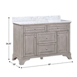 Wainwright Freestanding Bathroom Vanity With Carrara White Marble Top & Backsplash