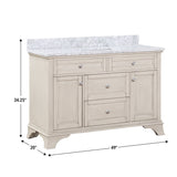 Wainwright Freestanding Bathroom Vanity With Carrara White Marble Top & Backsplash