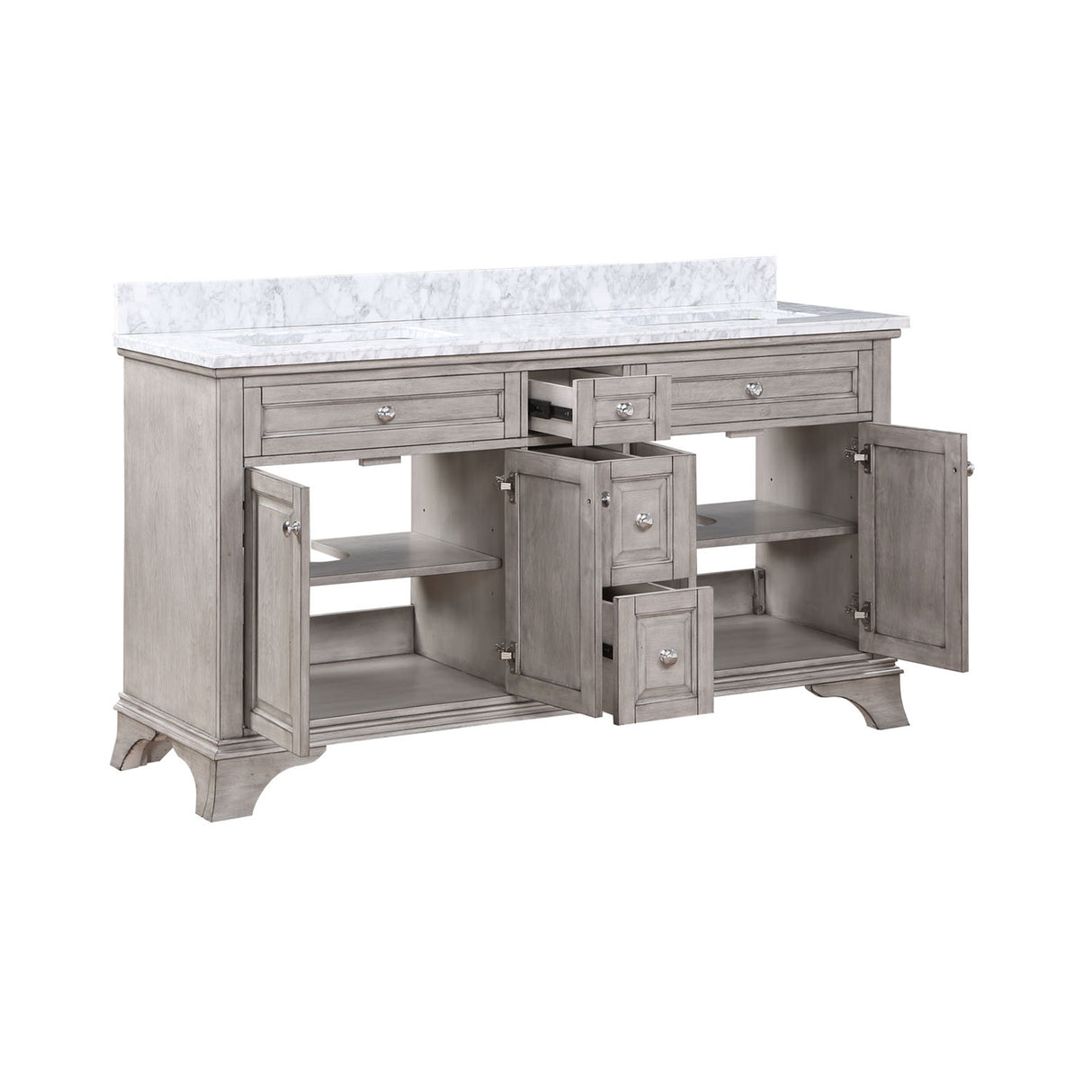 Wainwright Freestanding Bathroom Vanity With Carrara White Marble Top & Backsplash