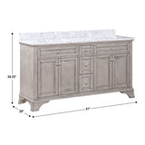 Wainwright Freestanding Bathroom Vanity With Carrara White Marble Top & Backsplash