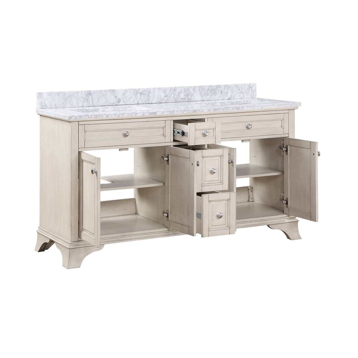 Wainwright Freestanding Bathroom Vanity With Carrara White Marble Top & Backsplash