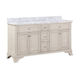 Wainwright Freestanding Bathroom Vanity With Carrara White Marble Top & Backsplash