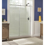 Semi - Frameless Sliding Shower Door With Clear Glass And Horizontal Handles - Lagoon