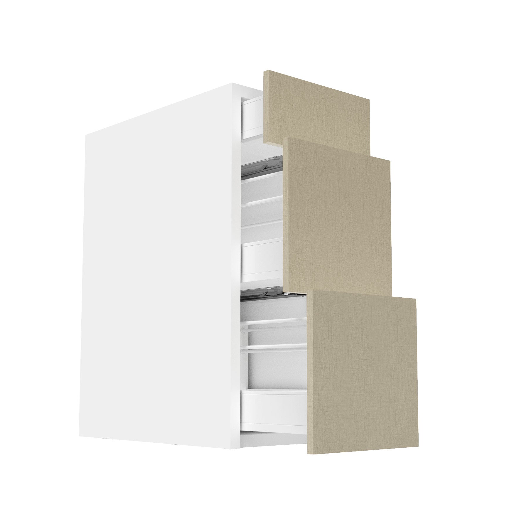 RTA - Fabric Grey - Three Drawer Base Cabinets | 12"W x 34.5"H x 24"D