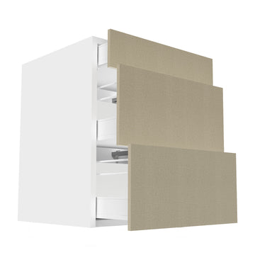 RTA - Fabric Grey - Three Drawer Base Cabinets | 24"W x 30"H x 23.8"D