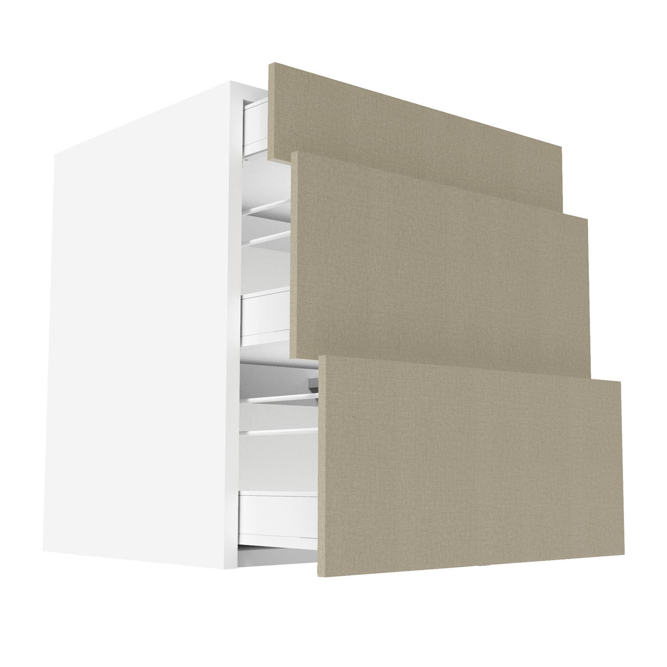 RTA - Fabric Grey - Three Drawer Base Cabinets | 27"W x 30"H x 23.8"D